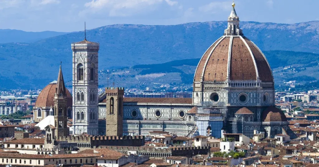 A stunning view of Florence, one of the best places to live in Italy, featuring its iconic architecture and picturesque skyline.