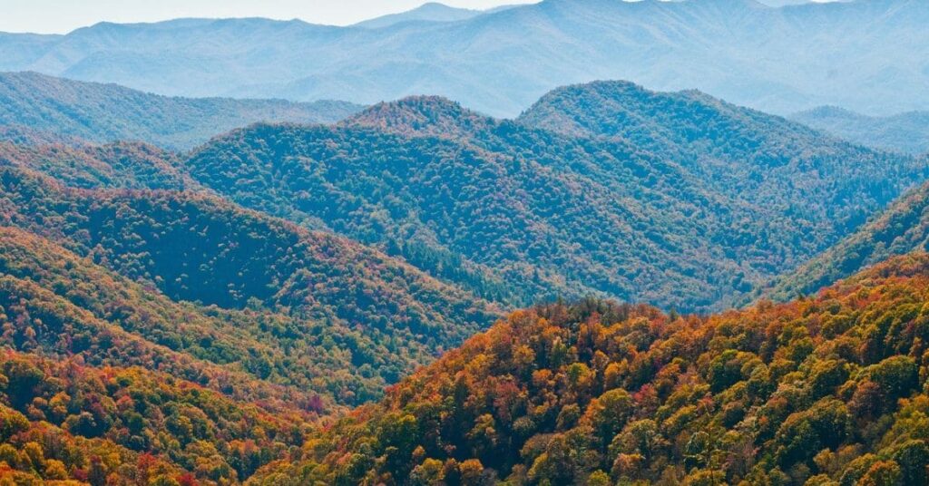 The Smoky Mountains in autumn, one of the best places to visit in October USA for breathtaking fall scenery.