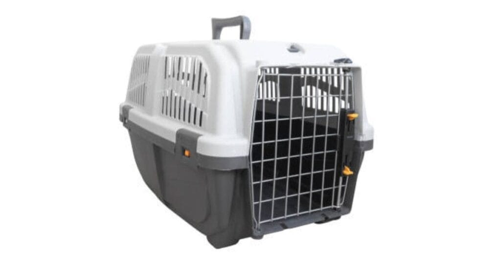 A single dog travel crate with a comfortable design, ideal for safe and secure pet travel.