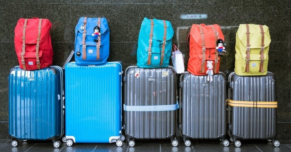 A selection of small luggage for 3 week travel Japan.