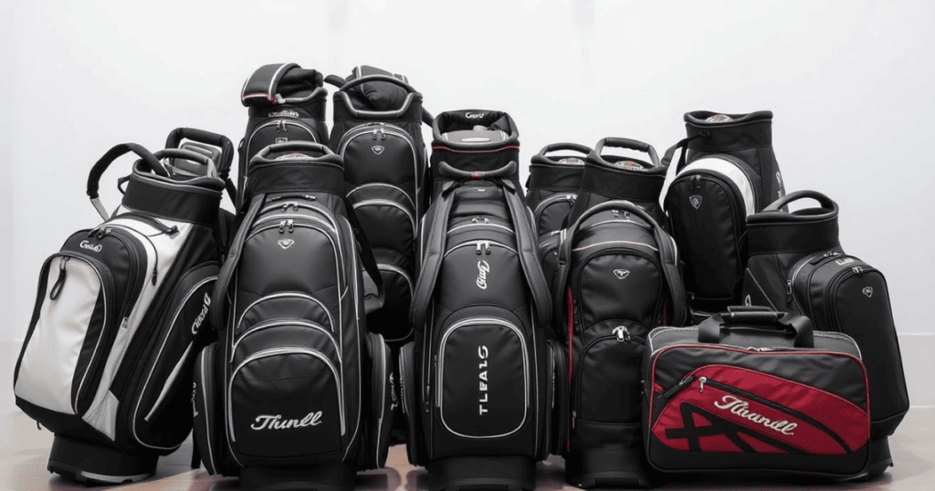 Best Golf Travel Bags, a group of black golf bags