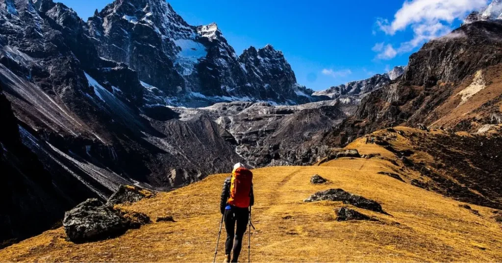 Mount Everest, the world's highest peak, stands majestically amidst a panorama of snow-capped Himalayan mountains.